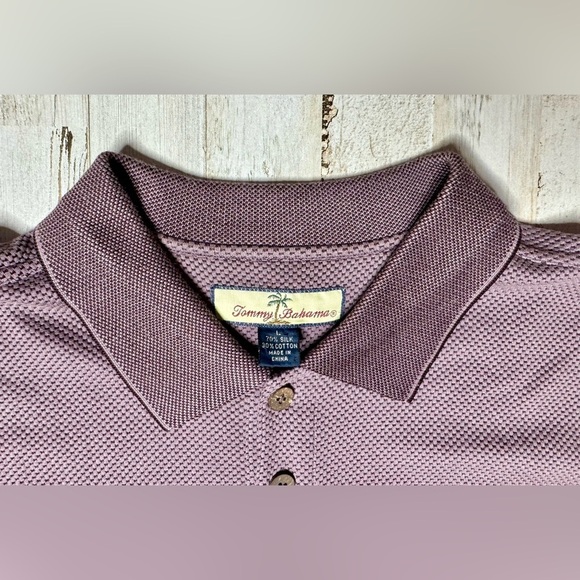 Tommy Bahama Silk Cotton Polo Shirt Mens Large Purple Golf Short Sleeve Classic - Picture 4 of 9